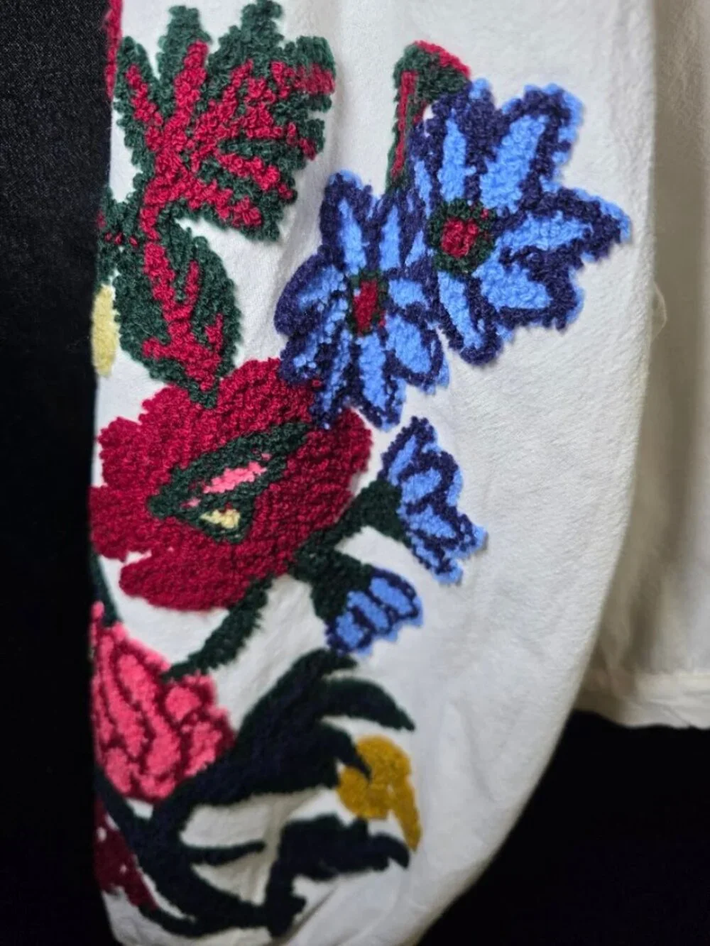 NWT Free People Meadows Embroidered Crop Blouse L